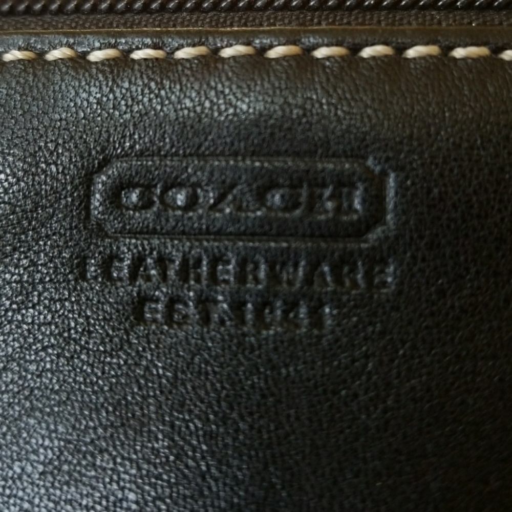 Coach black  with stitching detail wristlet. - Picture 5 of 5